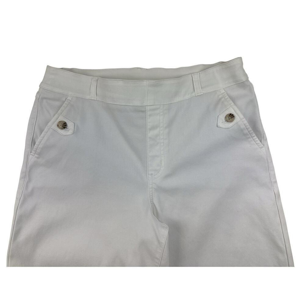 Spanx Pants Bright White Stretch Twill Cropped Wide Leg Pullon Trousers Large - Picture 5 of 16